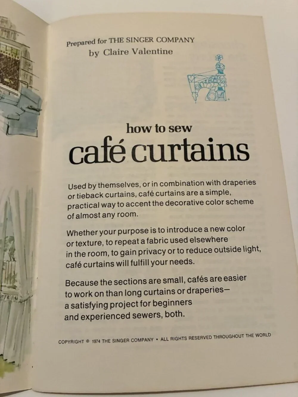 Vtg 1974 Singer How To Sew Cafe Curtains Booklet Guide Home Decor Craft DIY